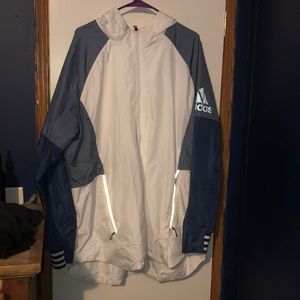 White and Blue adidas rain jacket